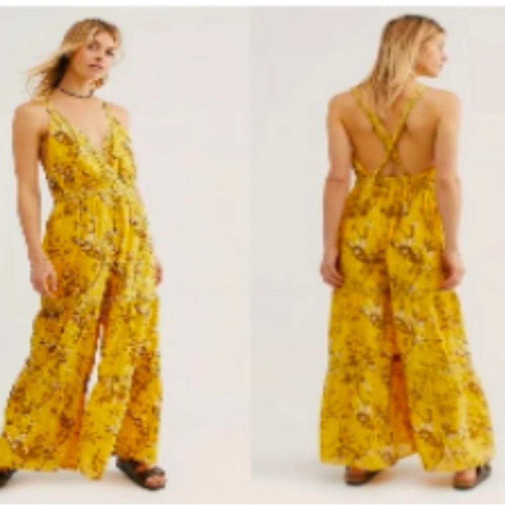 Free People Caicos Floral Wide-Leg Boho Jumpsuit